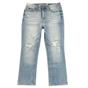 Seven7 Distressed Light Wash Bootcut Jeans Mid Rise Stretch Denim - 10